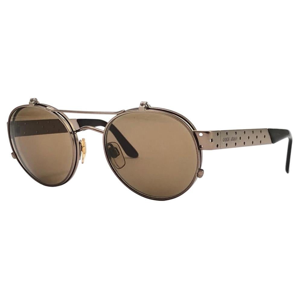 New Vintage Giorgio Armani 657 Flip Top Copper 1990 Sunglasses Made in Italy