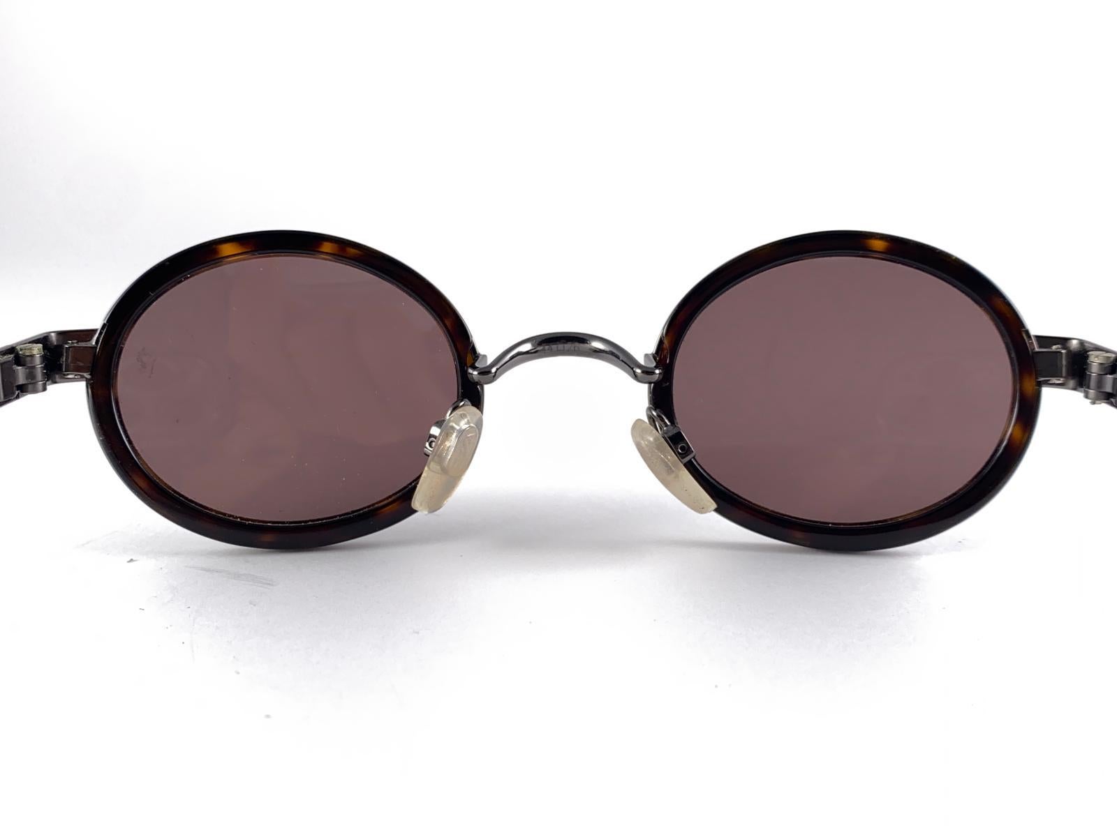 Women's or Men's New Vintage Giorgio Armani Oval Dark Tortoise 1990 Sunglasses For Sale
