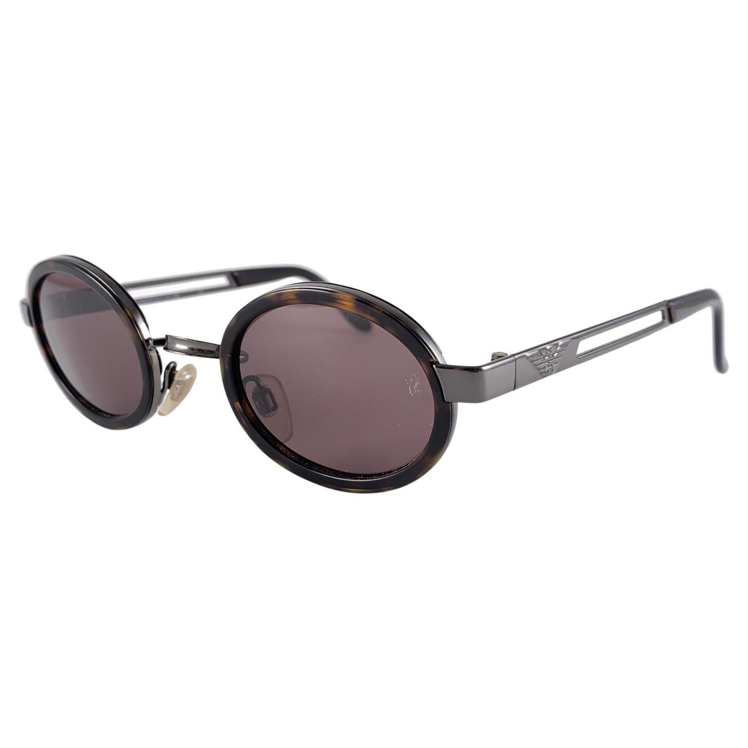 New Vintage Giorgio Armani Oval Dark Tortoise 1990 Sunglasses For Sale