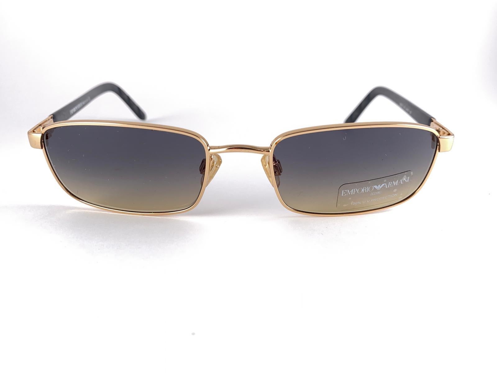 Women's or Men's New Vintage Giorgio Armani Rectangular Gold 167S 1990 Sunglasses