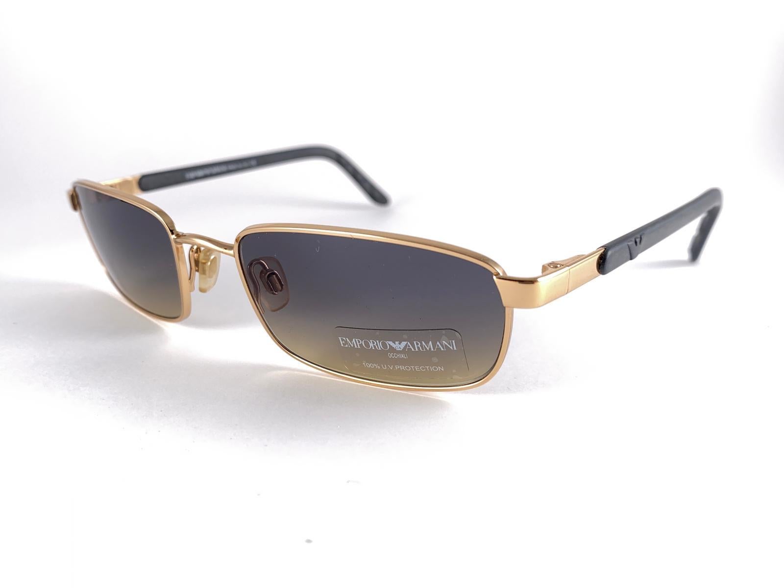 New Vintage Giorgio Armani Rectangular Gold 167S 1990 Sunglasses 1