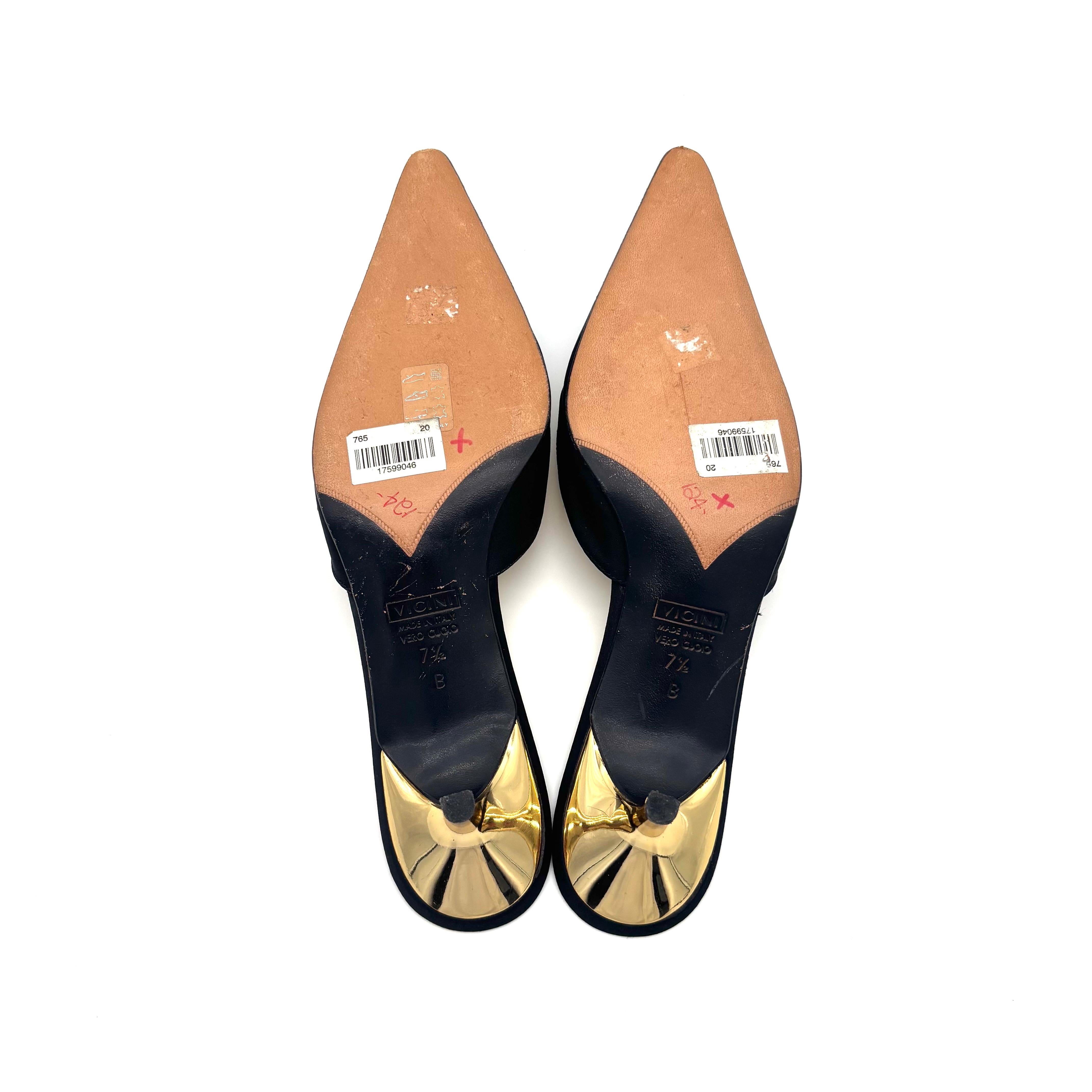 NEW Vintage Giuseppe Zanotti Snake Crystal Embellish Kitten Heel Mules 7.5 Pour femmes en vente