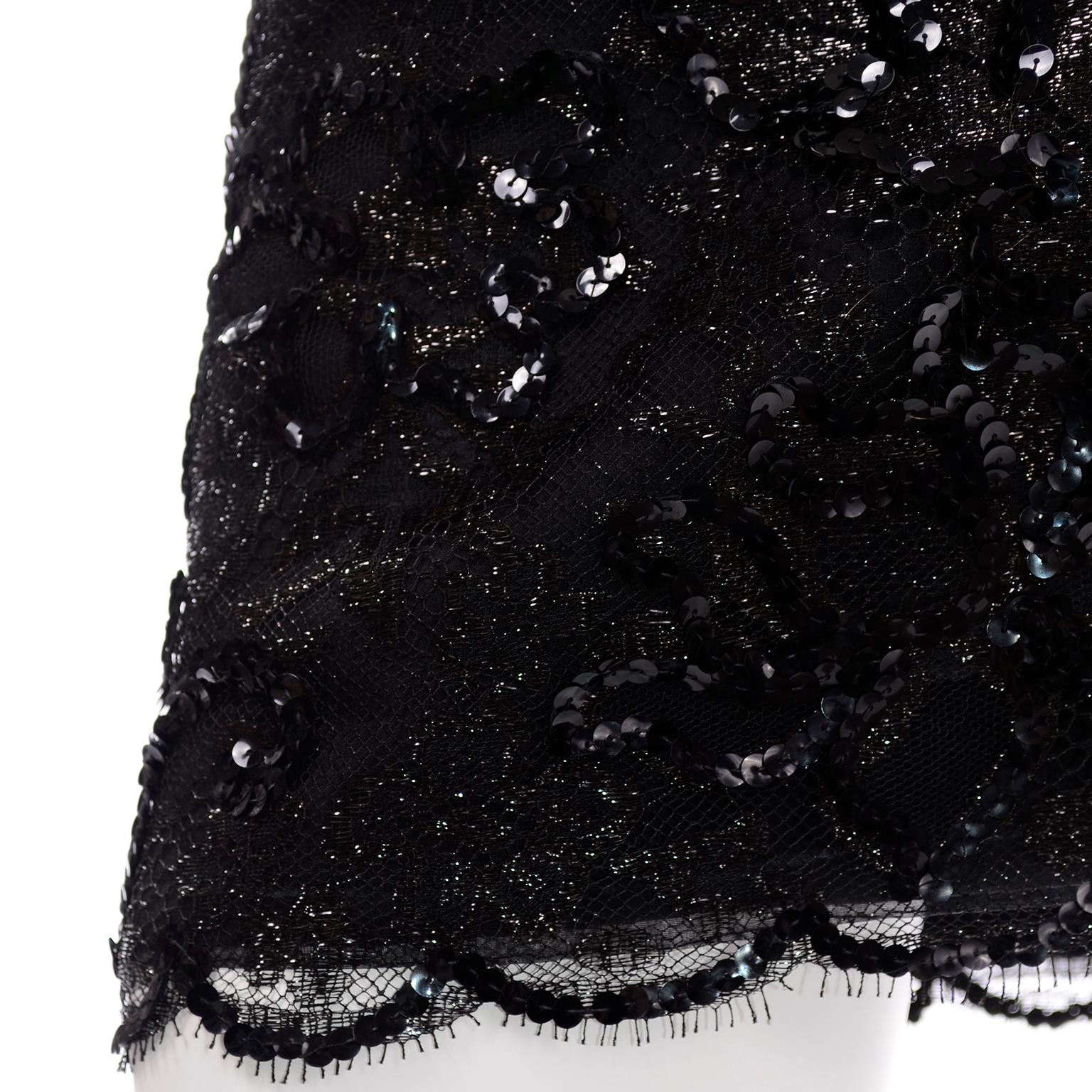 New Vintage Givenchy Couture Black Velvet Sequins & Lace Evening Suit w Tags For Sale 1