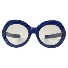 New Vintage Givenchy Oversized Marbled Blue 1970's Sunglasses France
