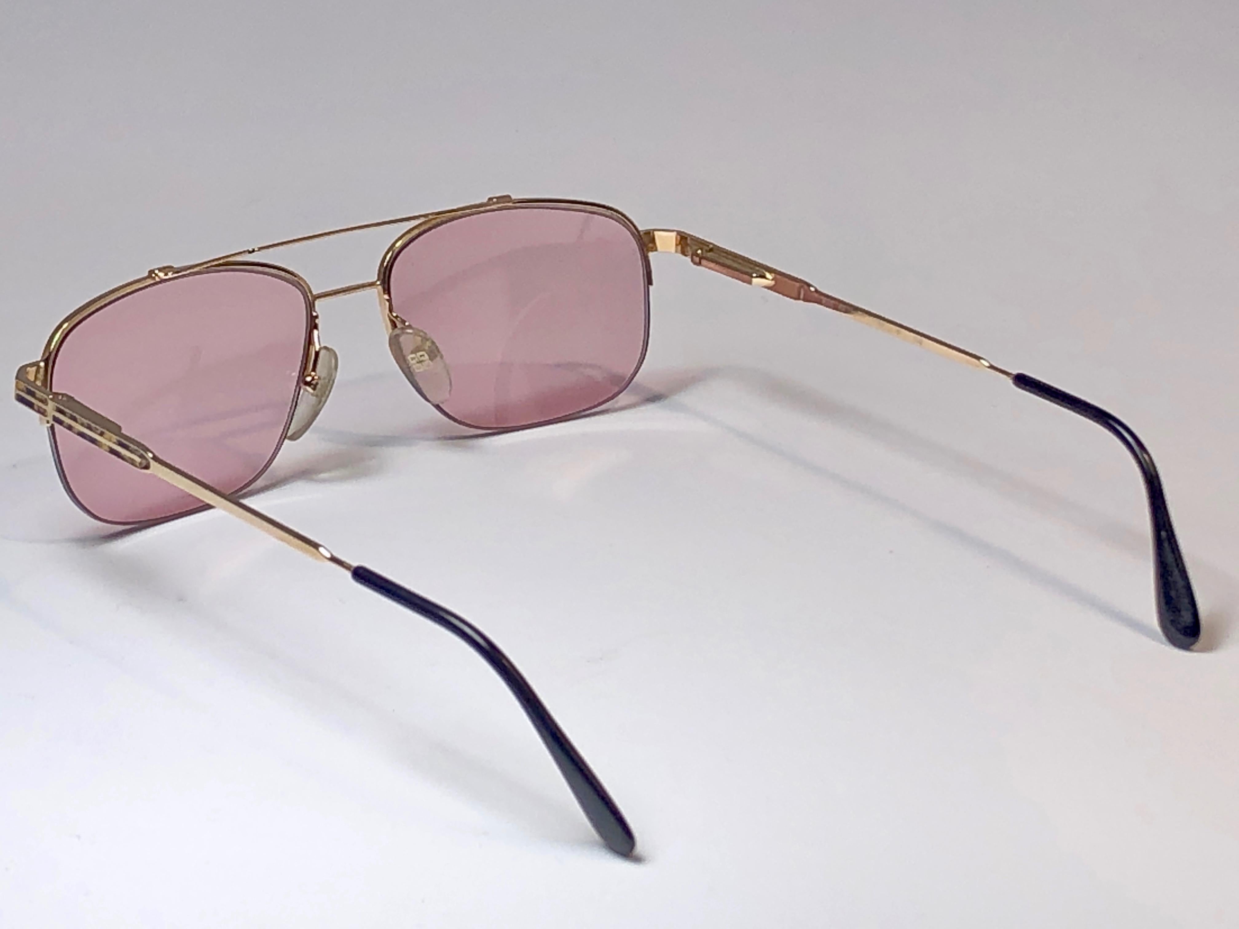 Women's or Men's New Vintage Givency Half Frame Plated Gold 1990 Sunglasses France