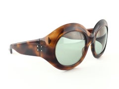 New Vintage Givenchy Tortoise Oversized Green Lenses 1970's  Sunglasses France