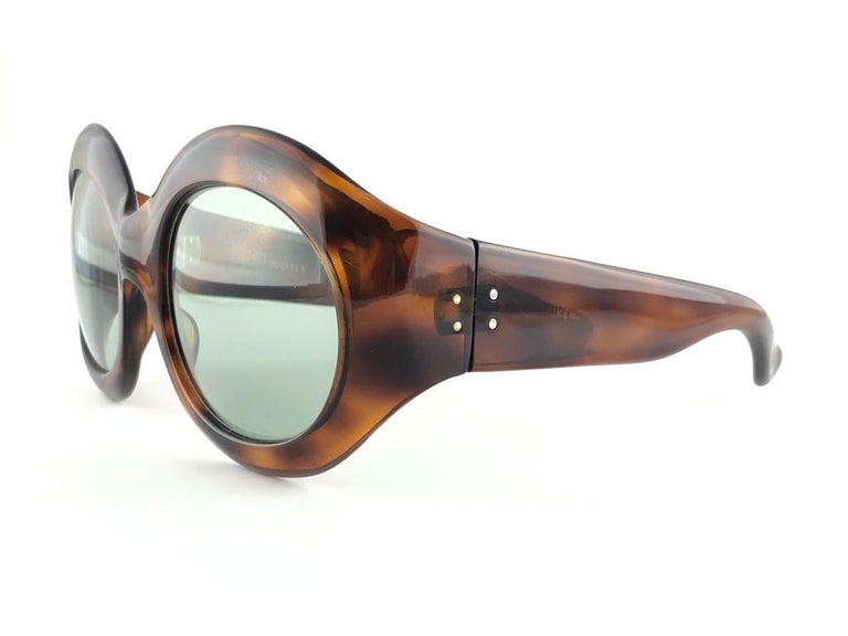 New Vintage Givenchy Tortoise Oversized Green Lenses 1970's