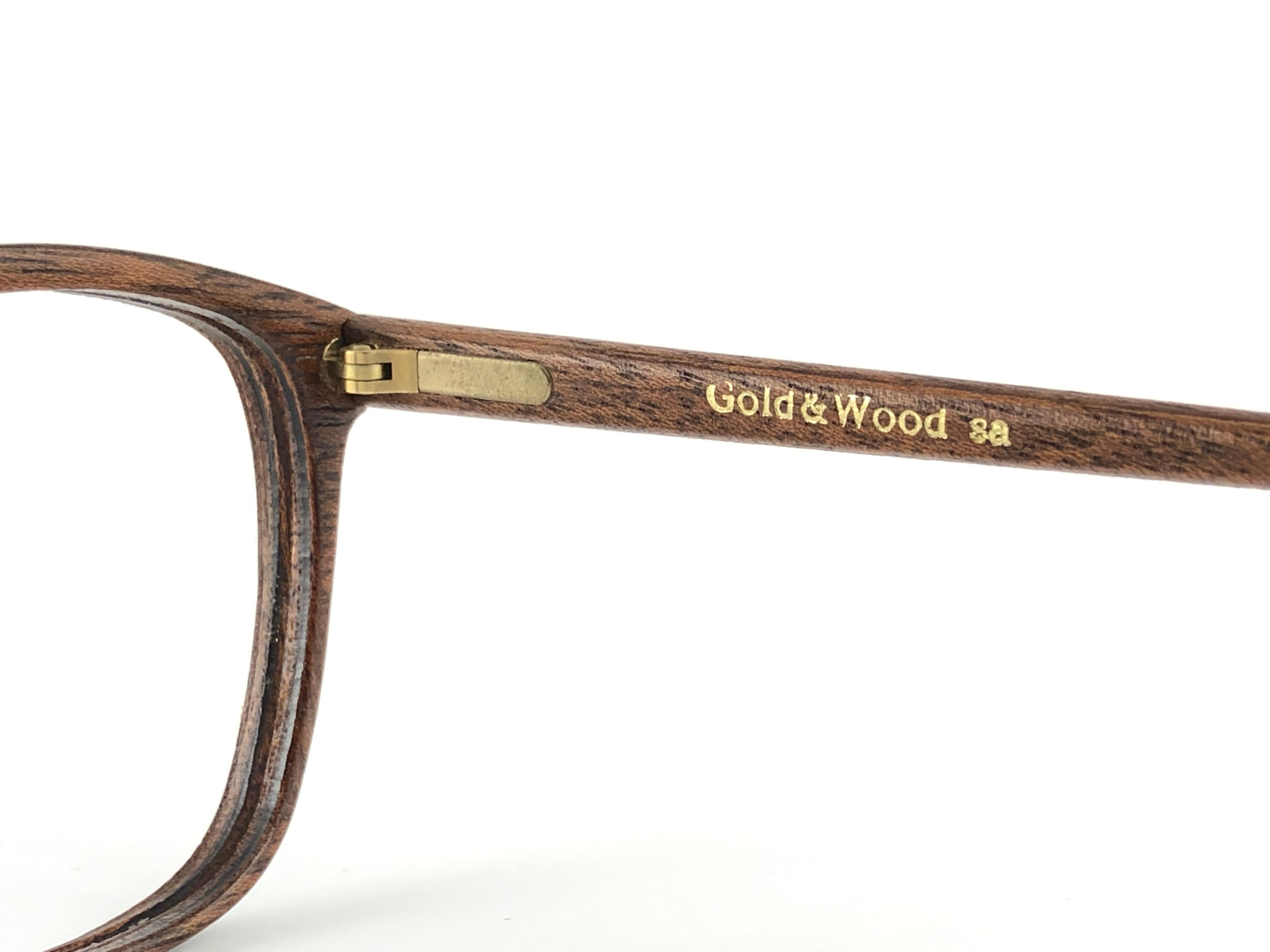 New Vintage Gold & Wood 605001 Genuine RX Glasses 1980's France For Sale 1