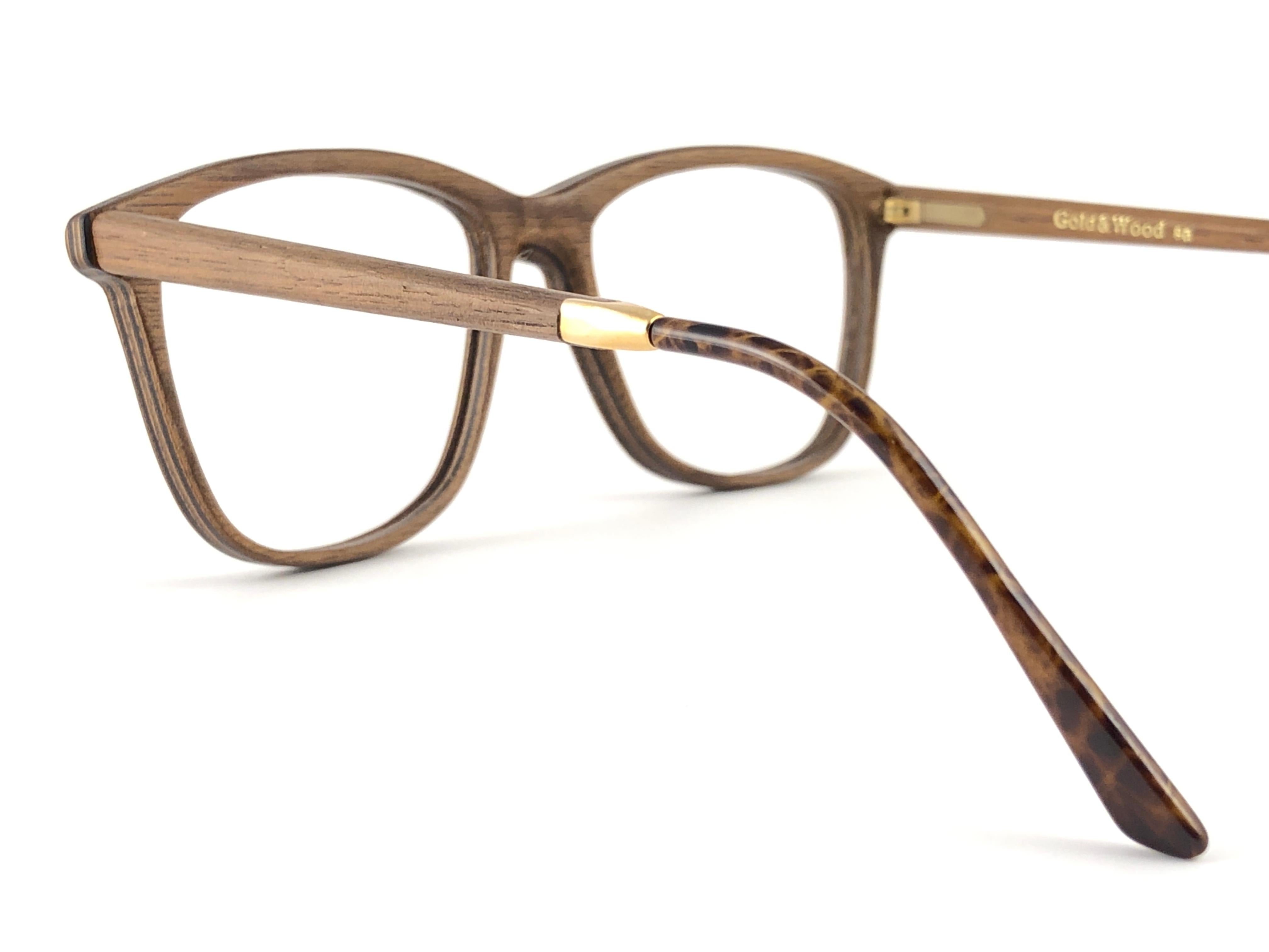 New Vintage Gold & Wood 605006 Genuine RX Glasses 1980's France For Sale 1
