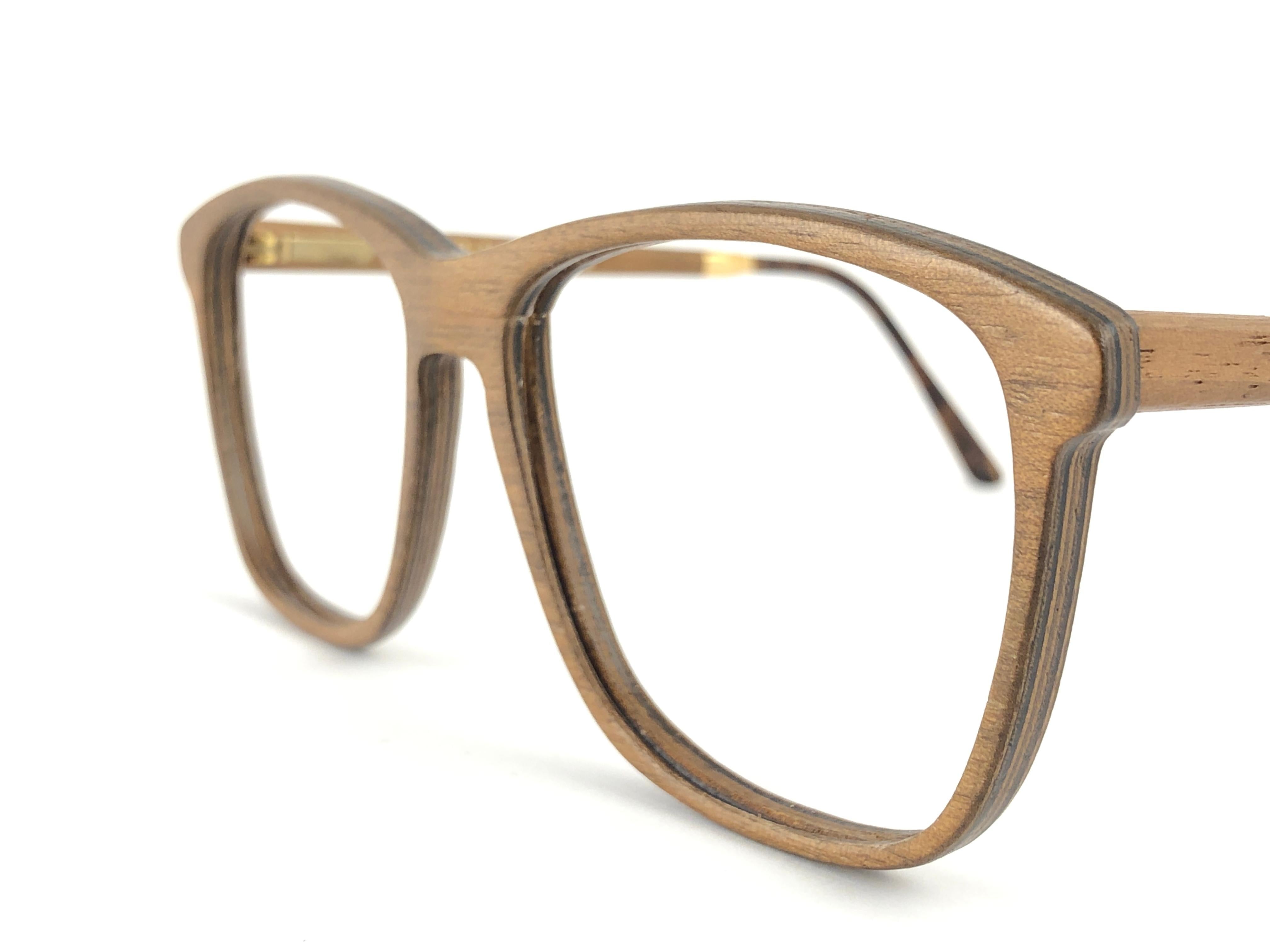 Nouveau Vintage Gold & Wood 605056 Genuine RX Glasses 1980's France en vente 6