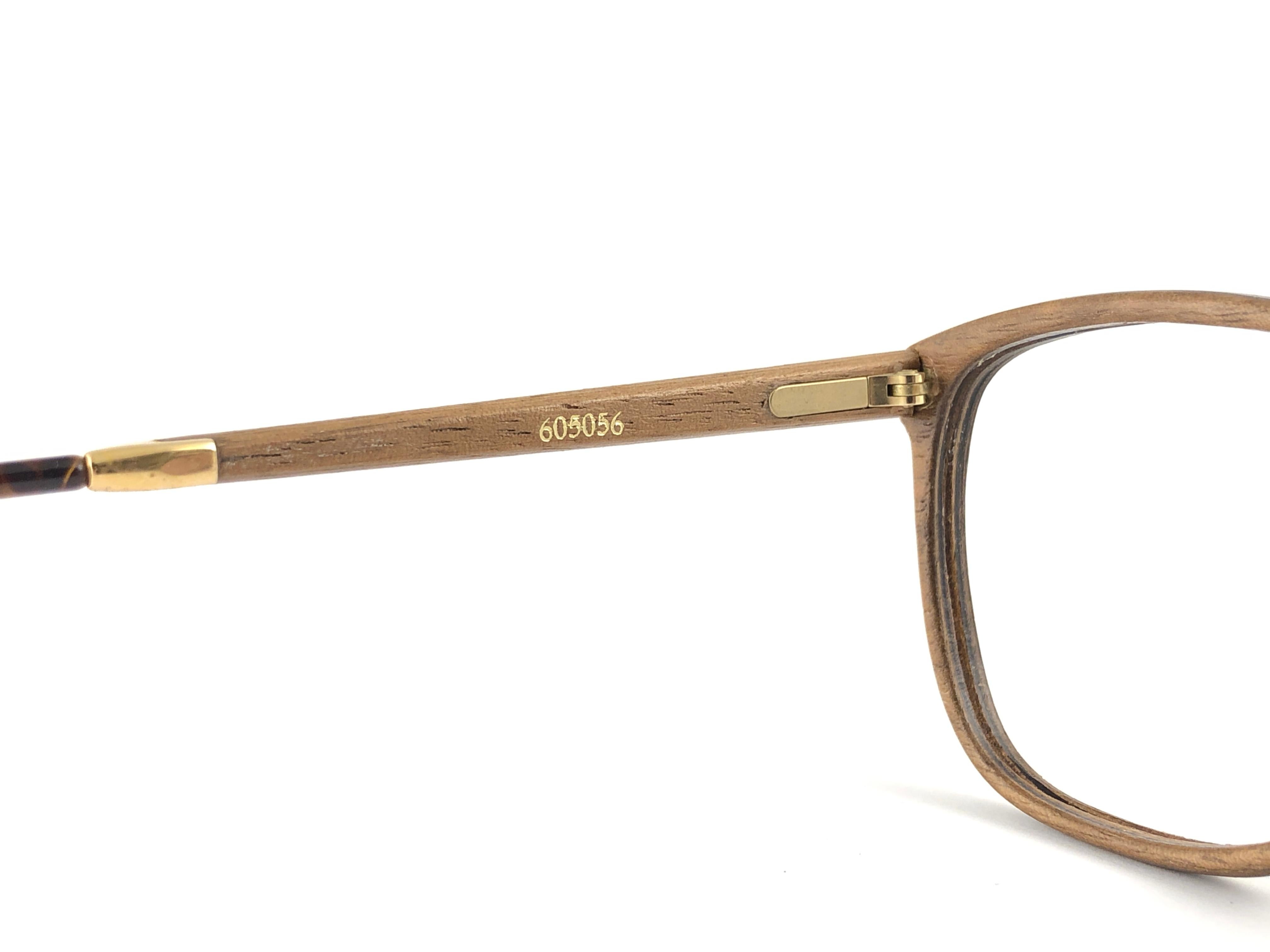 New Vintage Gold & Wood 605056 Genuine RX Glasses 1980's France For Sale 1