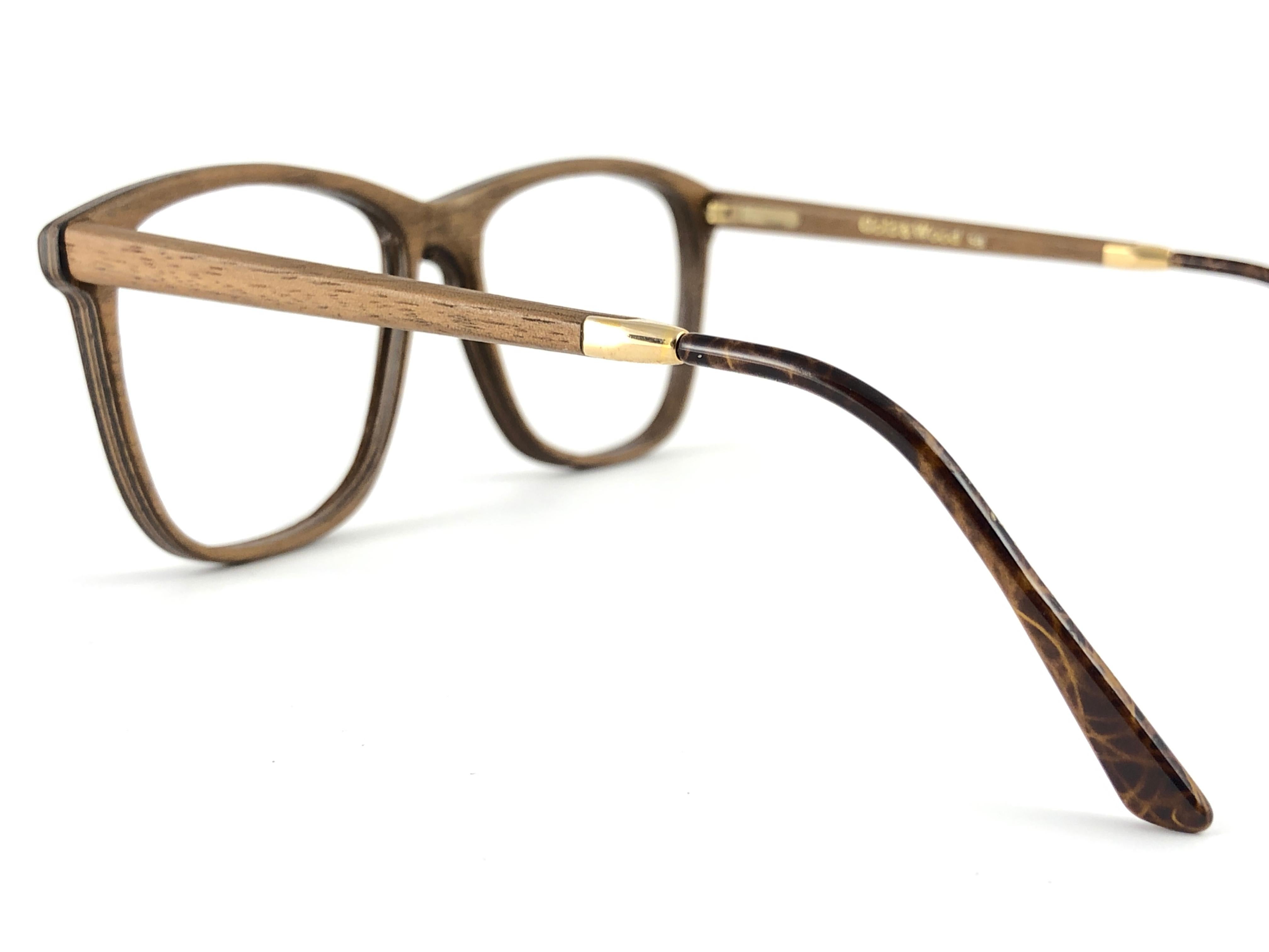 Nouveau Vintage Gold & Wood 605056 Genuine RX Glasses 1980's France en vente 3
