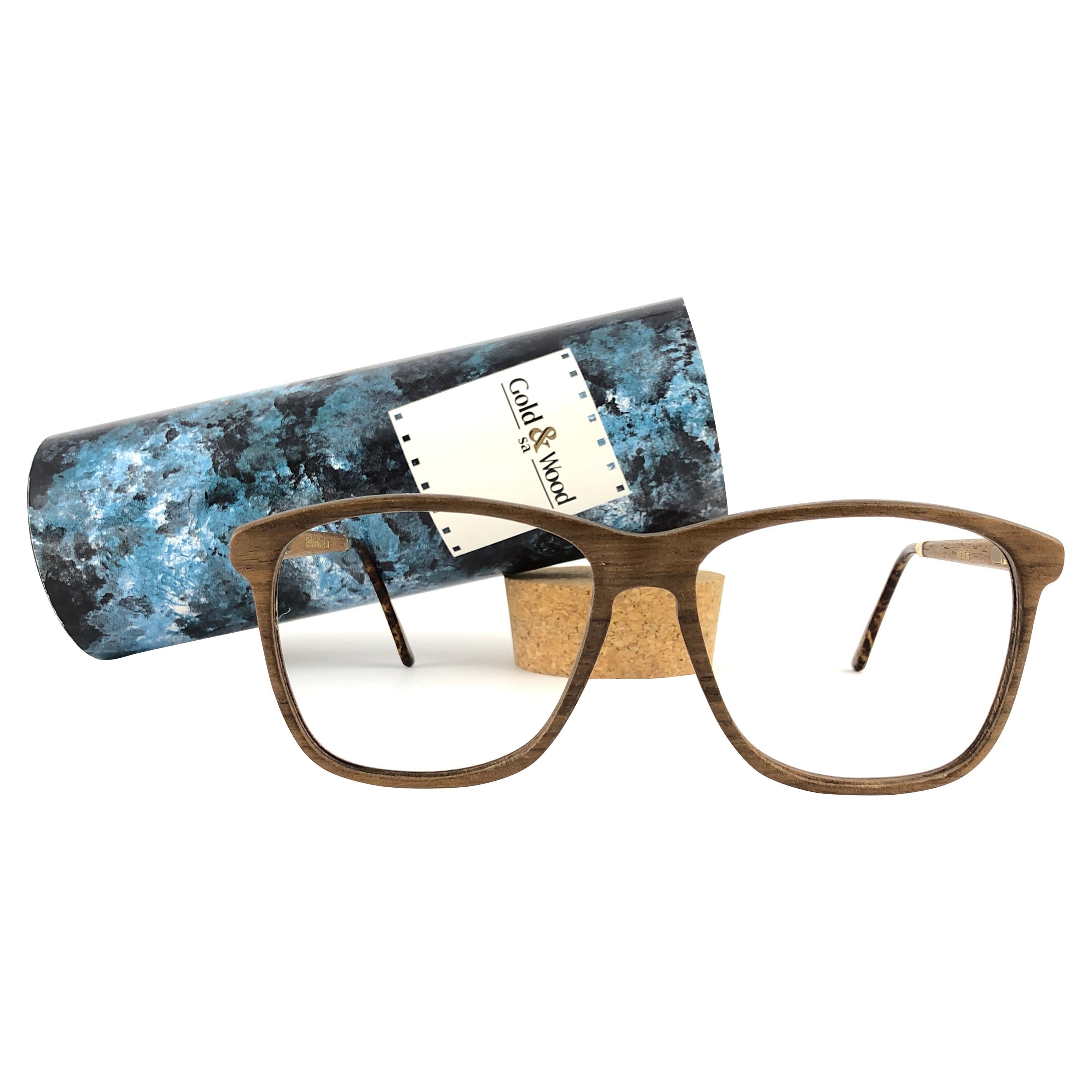 Nuovi occhiali vintage Gold & Wood 605056 Genuine RX 1980's France in vendita