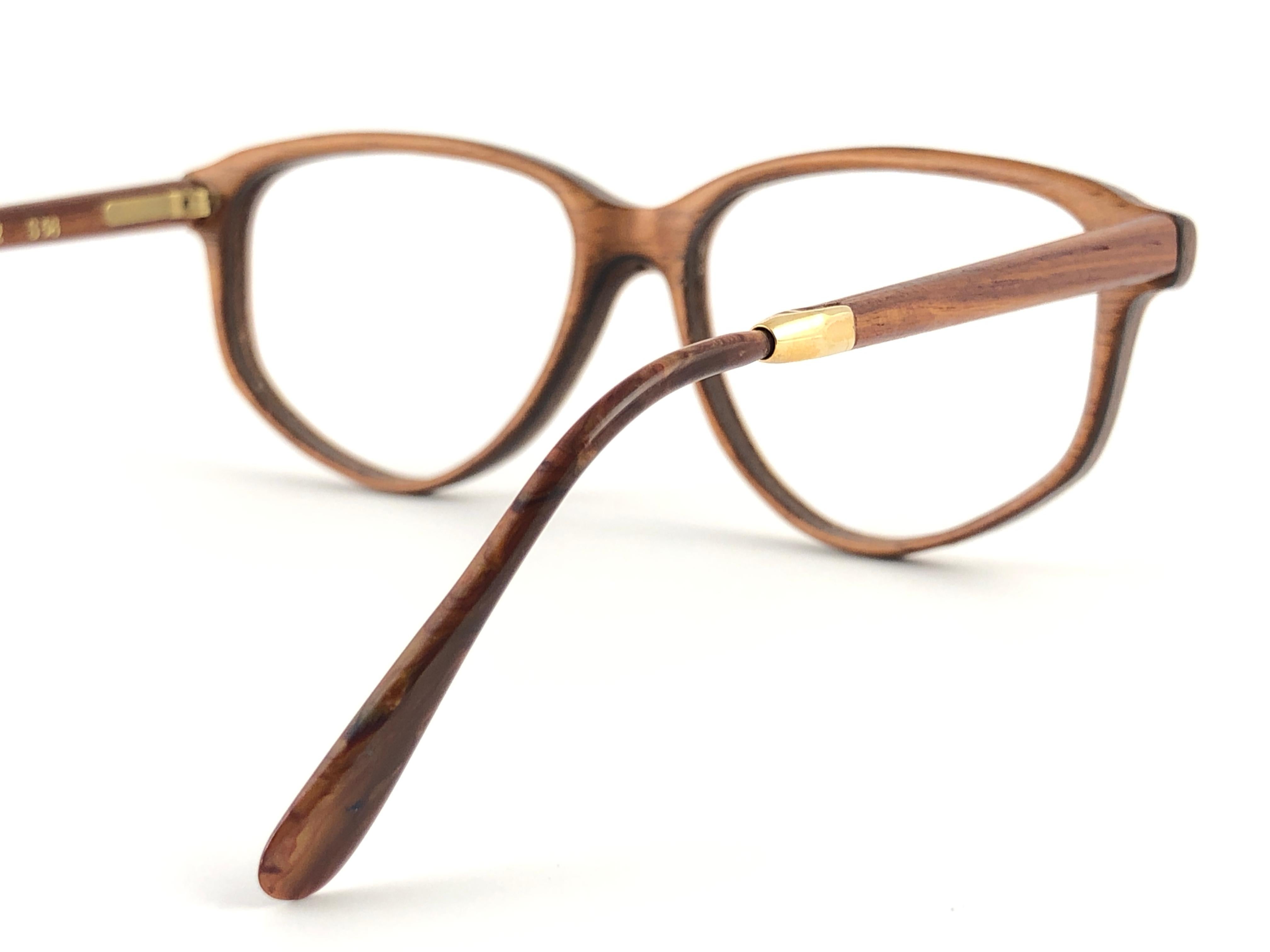 New Vintage Gold & Wood 712 Lacquered Genuine RX Glasses 1980's France For Sale 2