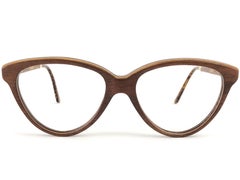 New Vintage Gold & Wood Cat Eye 606003 Genuine RX Glasses 1980's France