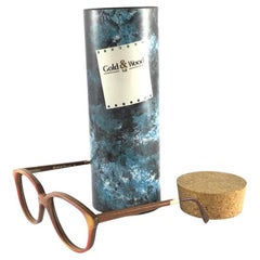 New Vintage Gold & Wood Cat Eye Lacquered Wood frame RX Glasses 1980's France