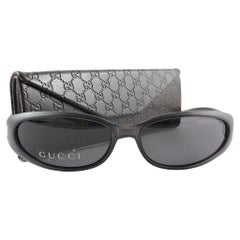 New Vintage Gucci 1189/S Black Mate Oval Frame Sunglasses 1990's Italy Y2K