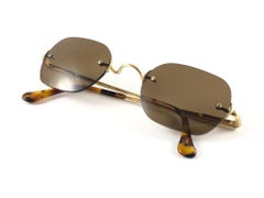 New Vintage Gucci 1244 Rimless Gold Frame 1980'S Italy Sunglasses