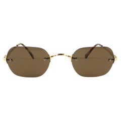 Neu Vintage Gucci 1244 Randlose Goldrahmen 1980er Jahre Italien Sonnenbrille