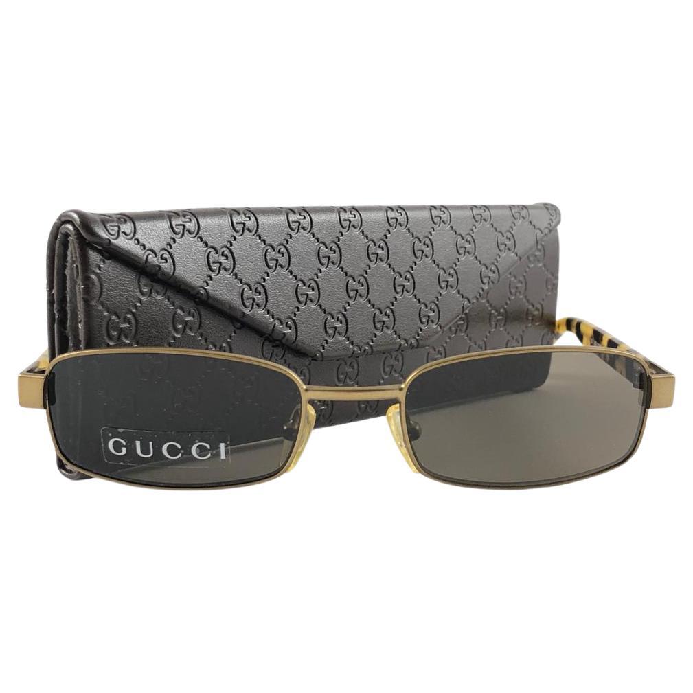 New Vintage Gucci 1638/S Ocher Rectangular Frame Sunglasses 1990's