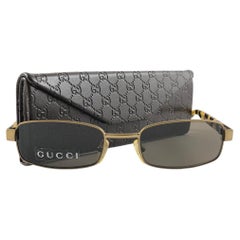New Retro Gucci 1638/S Ocher Rectangular Frame Sunglasses 1990's Italy Y2K