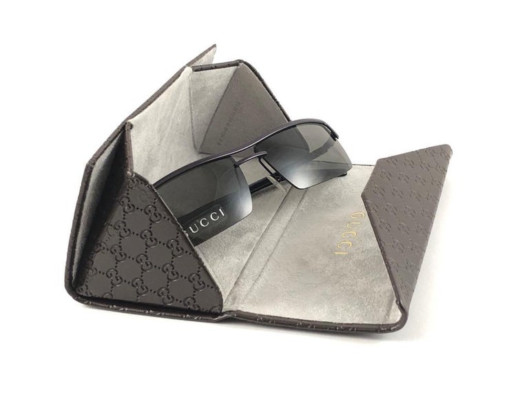 New Vintage Gucci 1679 Metallic Purple Half Frame Sunglasses 90s