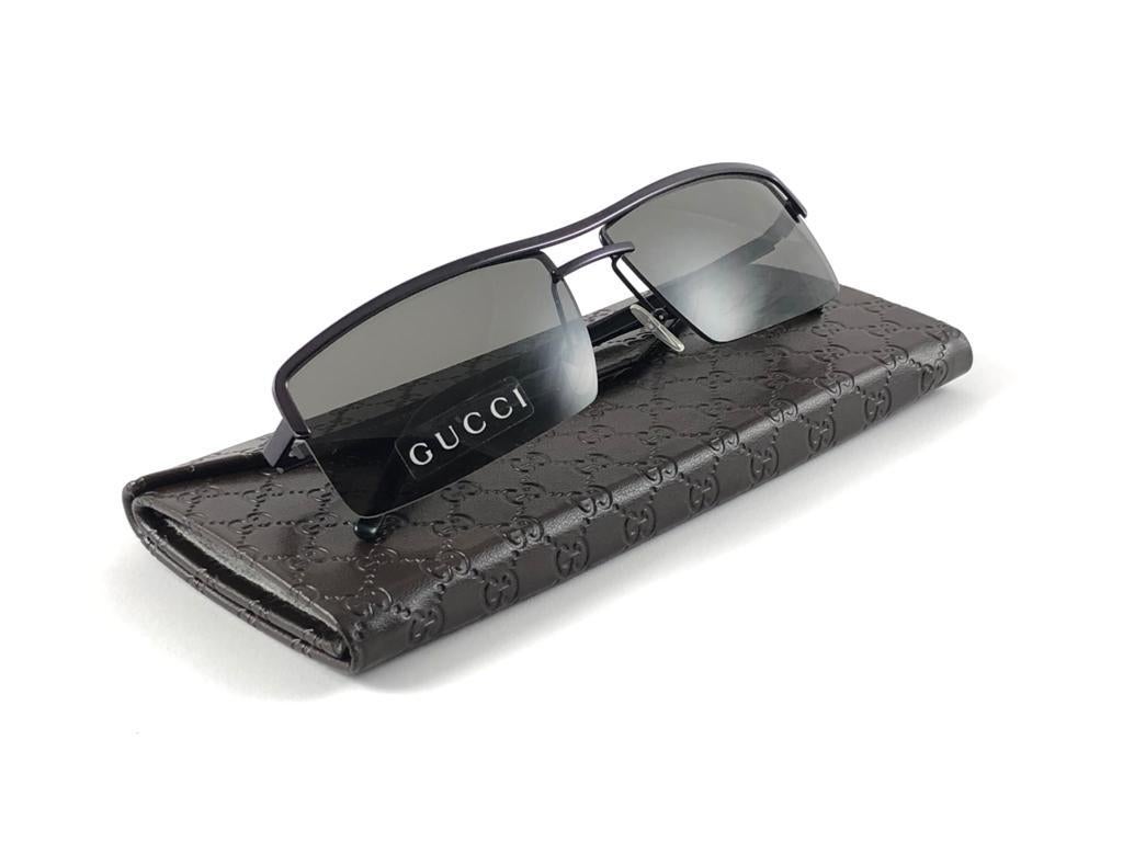 New Vintage Gucci 1679 Metallic Purple Half Frame Sunglasses 90s Austria Y2K 6