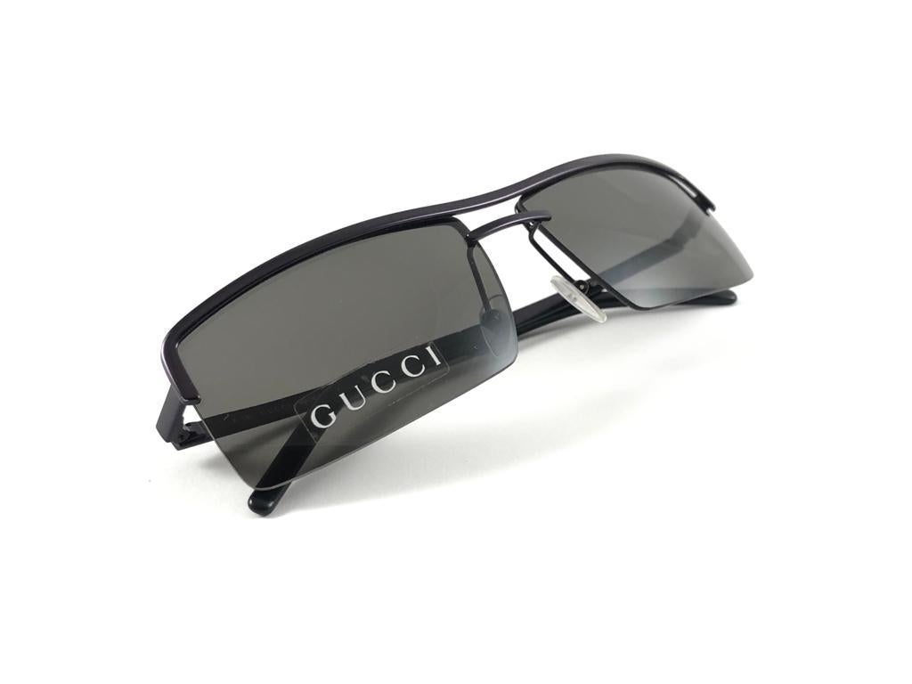 New Vintage Gucci 1679 Metallic Purple Half Frame Sunglasses 90s Austria Y2K 7