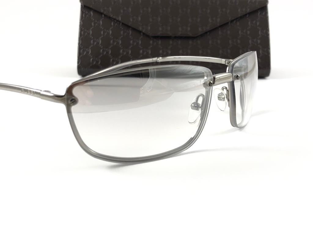 Neu Vintage Gucci 1691/S Silberrahmen Graue Linsen-Sonnenbrille 90er Jahre Italien Y2K im Angebot 1