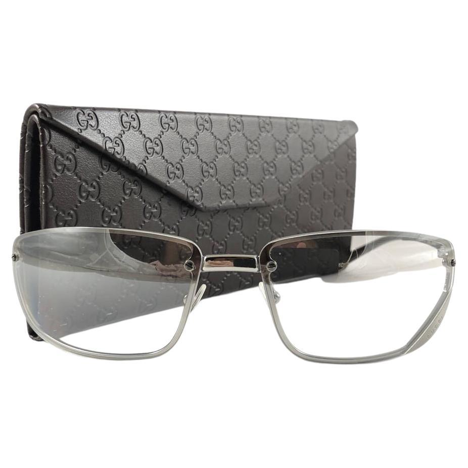 Neu Vintage Gucci 1691/S Silberrahmen Graue Linsen-Sonnenbrille 90er Jahre Italien Y2K im Angebot