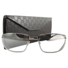 Neu Vintage Gucci 1691/S Silberrahmen Graue Linsen-Sonnenbrille 90er Jahre Italien Y2K