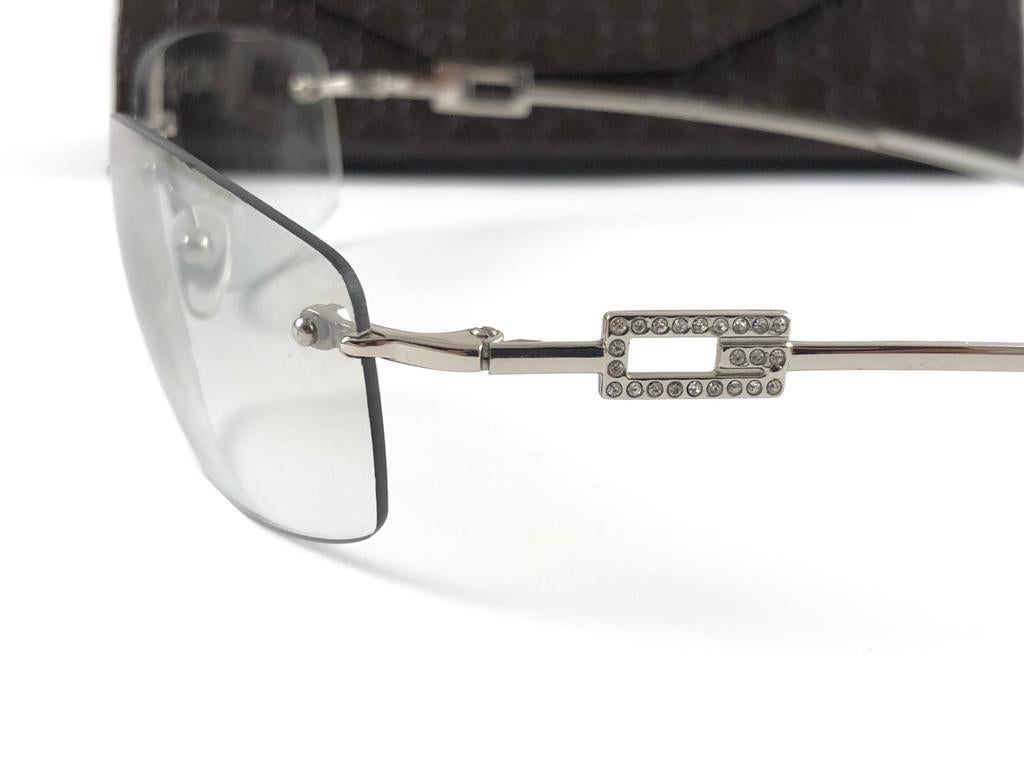 New Vintage Gucci 1784/S Silver Rimless Frame Sunglasses 1990's Italy Y2K In New Condition For Sale In Baleares, Baleares