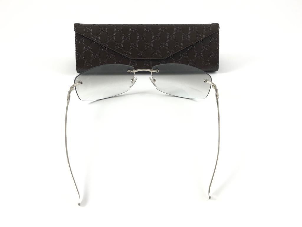 New Vintage Gucci 1784/S Silver Rimless Frame Sunglasses 1990's Italy Y2K 4