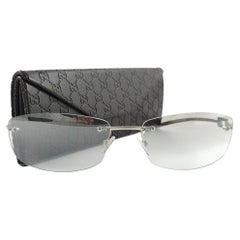 Neu Vintage Gucci 1784/S Silber-Sonnenbrille mit Randlosem Rahmen 1990er Jahre Italien Y2K