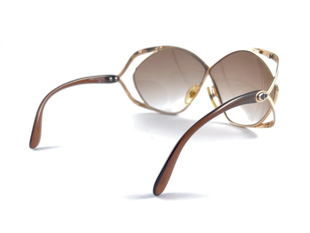 New Vintage Dior 2056 Butterfly Gold & Brown Sunglasses 1980'S Made In Austria For Sale 7