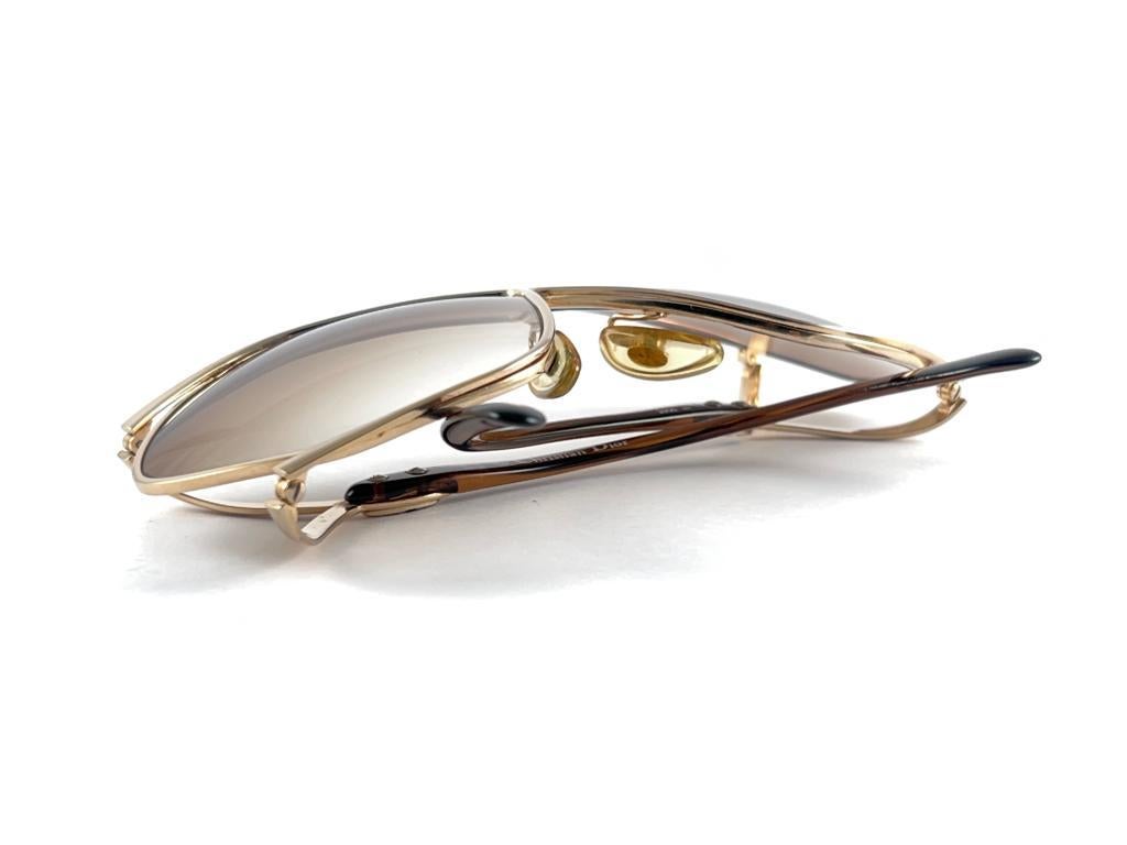Nuovo Occhiali da sole vintage Dior 2056 Butterfly Gold & Brown 1980's Made In Austria in vendita 5