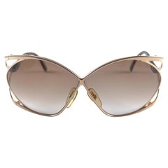 New Vintage Dior 2056 Butterfly Gold & Brown Sunglasses 1980'S Made In Austria