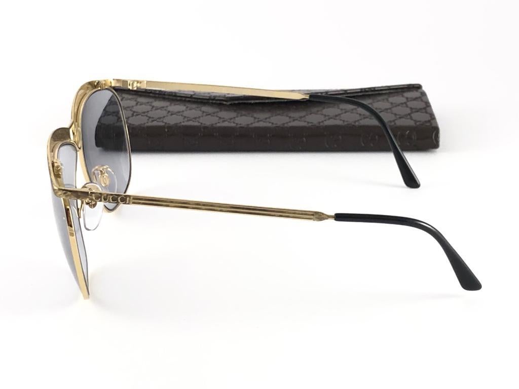 Vintage Gucci 2217, neu mit Etikett  Marmorierte & goldene Rahmen-Sonnenbrille 1980er Jahre Hergestellt in Italien im Zustand „Neu“ im Angebot in Baleares, Baleares