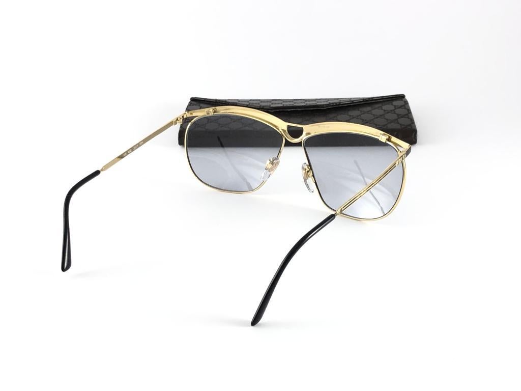 Vintage Gucci 2217, neu mit Etikett  Marmorierte & goldene Rahmen-Sonnenbrille 1980er Jahre Hergestellt in Italien im Angebot 3