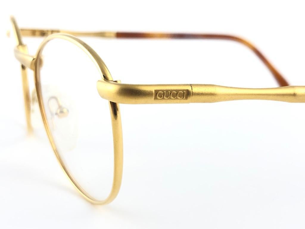 New Vintage Gucci 2261 Round Gold Rx Prescription 1980's Made in Italy For Sale 4