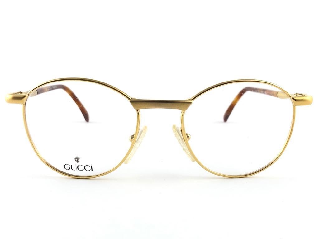 New Vintage Gucci 2261 Round Gold Rx Prescription 1980's Made in Italy For Sale 2
