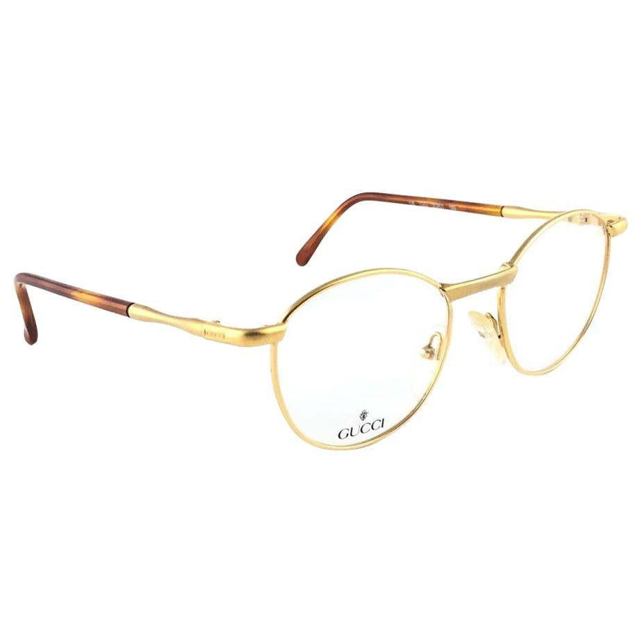 New Vintage Gucci 2261 Round Gold Rx Prescription 1980's Made in Italy For Sale