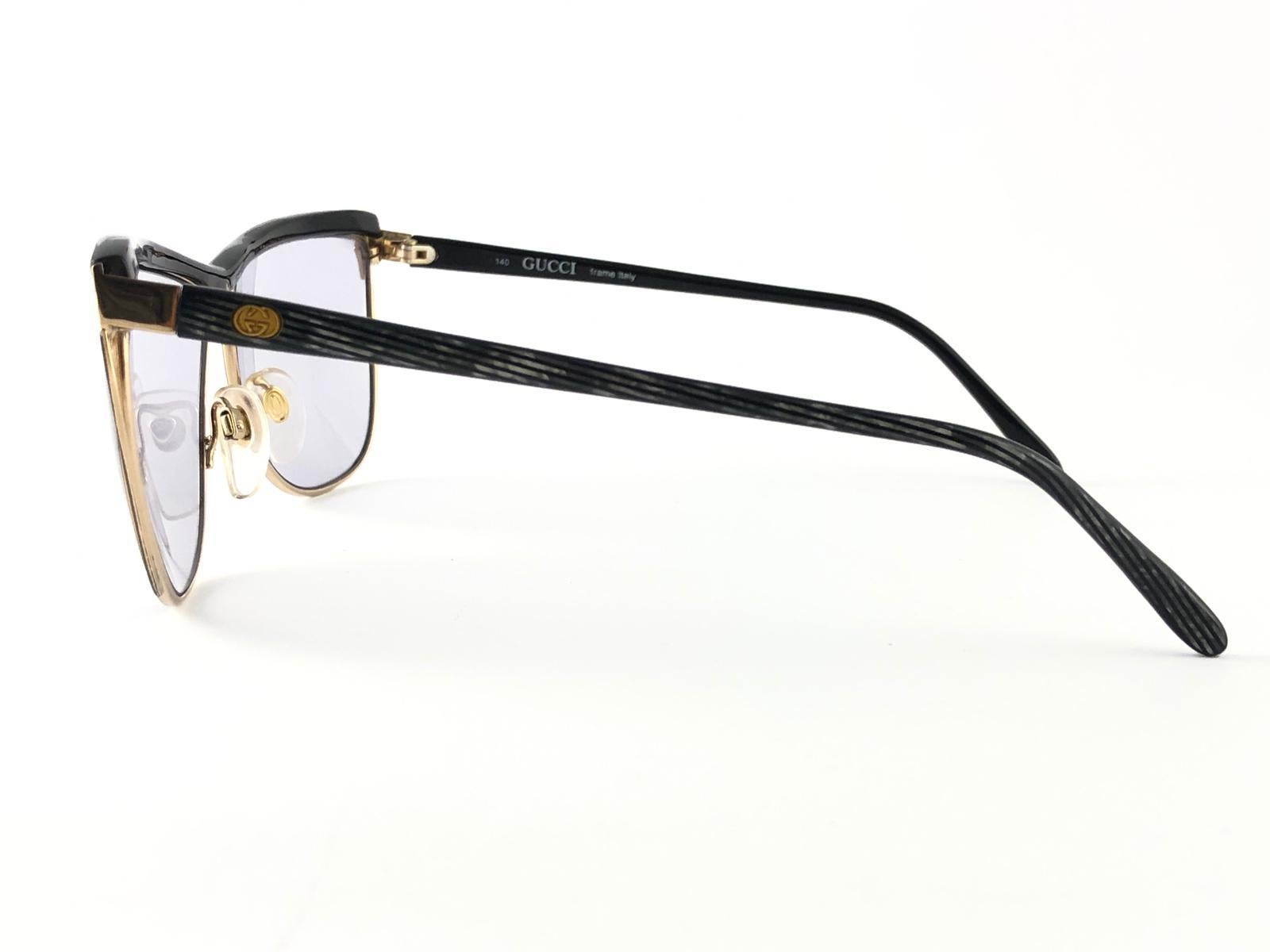 Gucci - Lunettes de soleil vintage marbrées grises 2300, fabriquées en Italie, années 1980, état neuf en vente 1