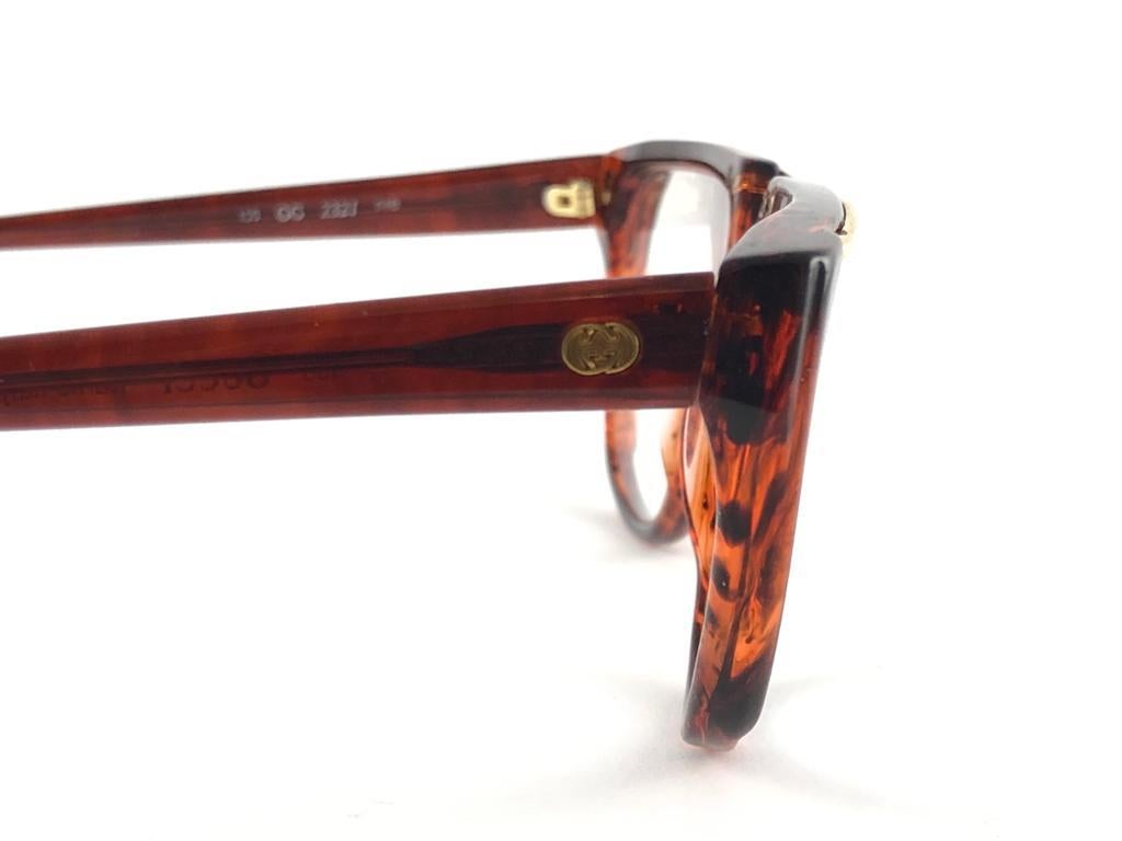 Brown New Vintage Gucci 2321 Tortoise & Gold Accents RX Sunglasses 1980 Made in Italy