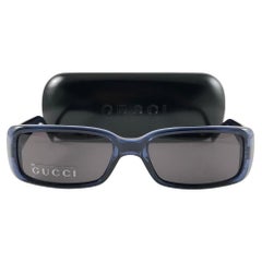 New Vintage Gucci 2450/S Translucent Blue Frame Sunglasses 1990's Italy Y2K