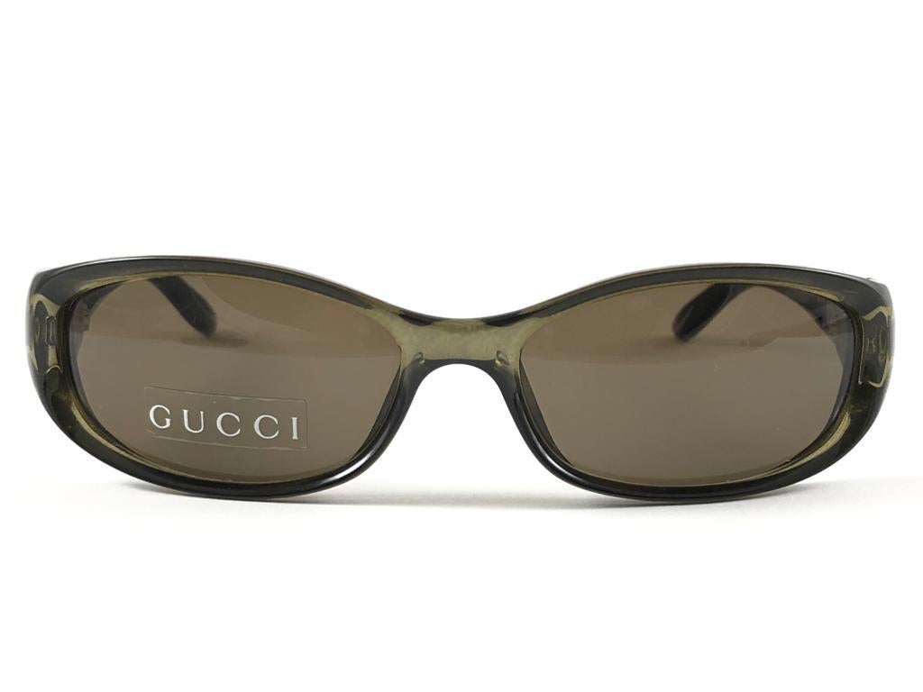 Gray New Vintage Gucci 2456/S Translucent Optyl Sunglasses 1990's Made in Italy Y2K