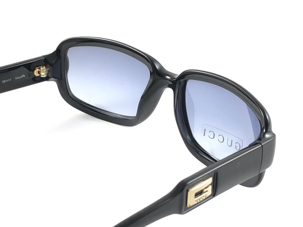 New Vintage Gucci 2475/S Black Optyl Sunglasses 1990's Made in Italy Y2K For Sale 4