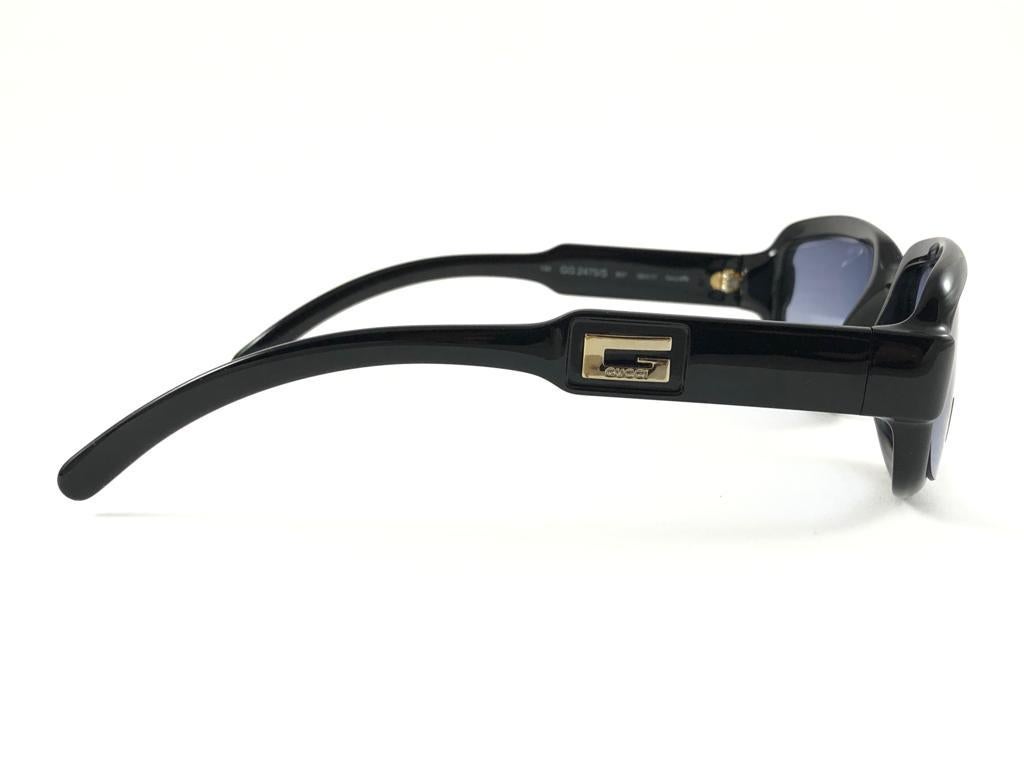 New Vintage Gucci 2475/S Black Optyl Sunglasses 1990's Made in Italy Y2K For Sale 1