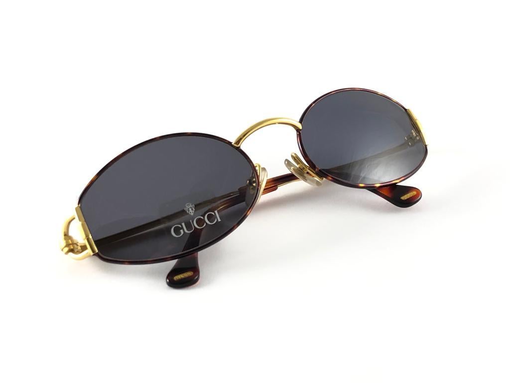 New Vintage Gucci 2602 Round Gold & Tortoise 1980's Made in Italy Sunglasses 1