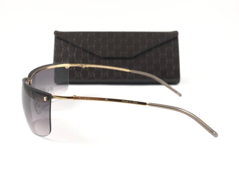 小物 GUCCI sunglass interlocking half-rim y2k Gucci Eyewear half-rim geometric-frame Sunglasses | Gold